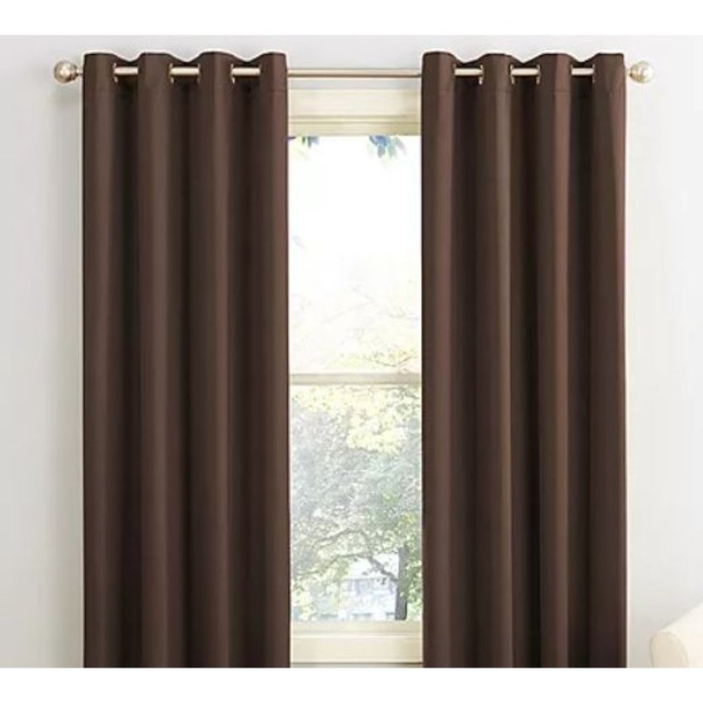 Sun Zero Lichtenberg Blackout Grommet Curtain One Pair Brown 40x63 NEW
